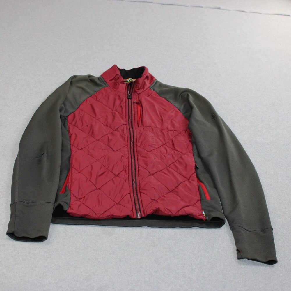 Smartwool Jacket Mens Medium Red Wool Blend Hiking Lightweight Packable READ